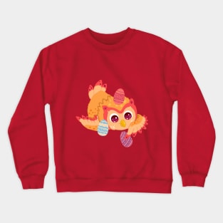 The little cute orange owl- for Men or Women Kids Boys Girls love owl Crewneck Sweatshirt